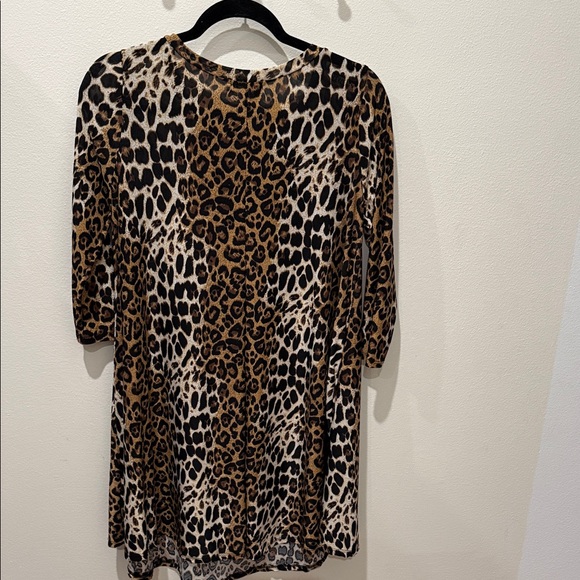 Leopard-Print Scoop Neck Tunic Dress - Brown/Black - Picture 2 of 4